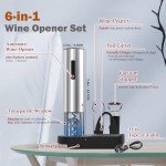 6-in-1 Electric Wine Opener Gift Set - Silver