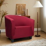 Wine Red Stretch Club Chair Slipcover for Armchairs