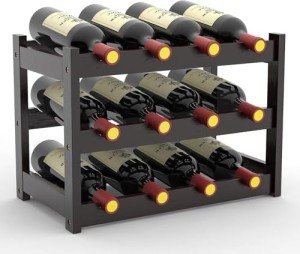 Bamboo 3-Tier Wine Rack for 12 Bottles
