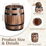 Vintage Wood Wine Barrel Vase Set - 2 Pcs