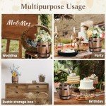 Vintage Wood Wine Barrel Vase Set - 2 Pcs
