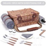 Wine Picnic Basket Set with Blanket for Two