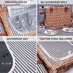 Wine Picnic Basket Set with Blanket for Two