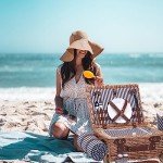 Wine Picnic Basket Set with Blanket for Two