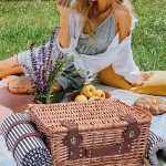 Wine Picnic Basket Set with Blanket for Two