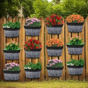 12-Pc Distressed Oak Wine Barrel Planters