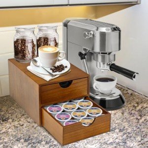 Wooden K Cup Organizer with Two Drawers