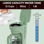 MÜELLERHOME Sage Green Drip Coffee Maker, 12 Cups