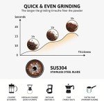 Gevi Electric Coffee Grinder with Brush and Spoon