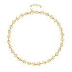 Gold Paperclip Choker with Lava Bead Pendant