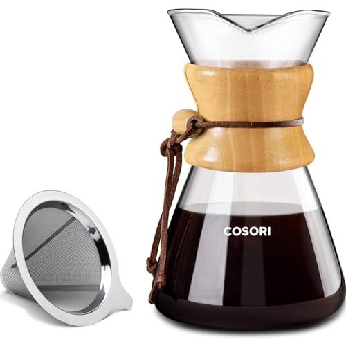 8-Cup Pour Over Coffee Maker with Steel Filter