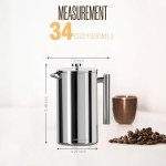 1L Double-Wall Stainless Steel French Press Coffee Maker