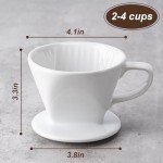 Husfunov Ceramic Pour Over Coffee Maker - White