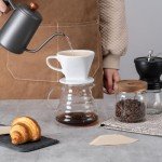 Husfunov Ceramic Pour Over Coffee Maker - White