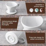 Husfunov Ceramic Pour Over Coffee Maker - White
