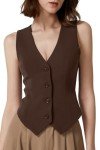 Coffee Bean V Neck Sleeveless Women's Crop Top