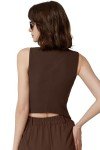 Coffee Bean V Neck Sleeveless Women's Crop Top