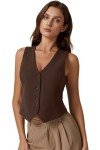 Coffee Bean V Neck Sleeveless Women's Crop Top