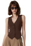 Coffee Bean V Neck Sleeveless Women's Crop Top