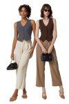 Coffee Bean V Neck Sleeveless Women's Crop Top