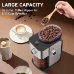 Electric Coffee Grinder for 2-12 Cups, Adjustable 14 Settings