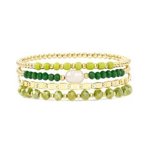 Trendy Green Crystal Stackable Coffee Bean Bracelets