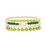 Trendy Green Crystal Stackable Coffee Bean Bracelets