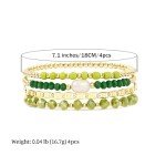 Trendy Green Crystal Stackable Coffee Bean Bracelets