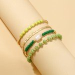 Trendy Green Crystal Stackable Coffee Bean Bracelets
