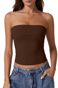 Strapless Coffee Bean Bandeau Top for Women