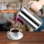 Secura Insulated Stainless Steel French Press, 34oz
