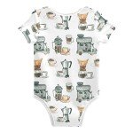 Cute Coffee-Themed Baby Bodysuit for Girls