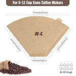 Unbleached Cone Coffee Filters Size 04, 200 Count