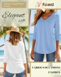 Ficerd Women's 3/4 Sleeve V Neck T-Shirt Pack