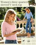 Ficerd Women's 3/4 Sleeve V Neck T-Shirt Pack