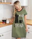 Funny Coffee V-Neck Sleep Shirt for Women