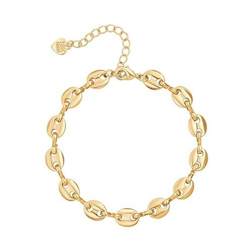 Gold Coffee Bean Link Bracelet for Women