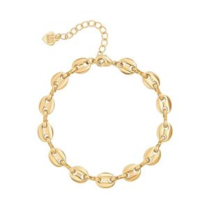 Gold Coffee Bean Link Bracelet for Women