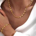Gold Coffee Bean Link Bracelet for Women