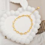 Gold Coffee Bean Link Bracelet for Women