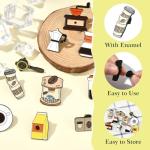 Coffee-Themed Enamel Brooch Pins Set of 10