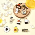 Coffee-Themed Enamel Brooch Pins Set of 10