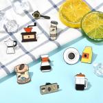 Coffee-Themed Enamel Brooch Pins Set of 10