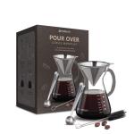 Pour Over Coffee Maker with Glass Carafe and Filter