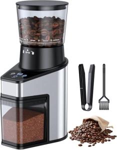 Electric QJA Burr Coffee Grinder with LCD Screen