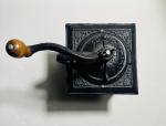 Vintage Hand Crank Coffee Grinder with Wood Base