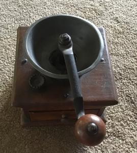 Cast Iron Vintage Coffee Grinder with Wood Drawer