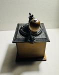Vintage Hand Crank Coffee Grinder with Wood Base