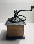 Vintage Hand Crank Coffee Grinder with Wood Base