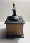 Vintage Hand Crank Coffee Grinder with Wood Base